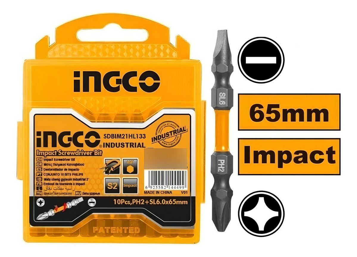 Set Puntas Phillips Y Paleta Doble Impacto 10 Piezas Ingco - Imagen 2